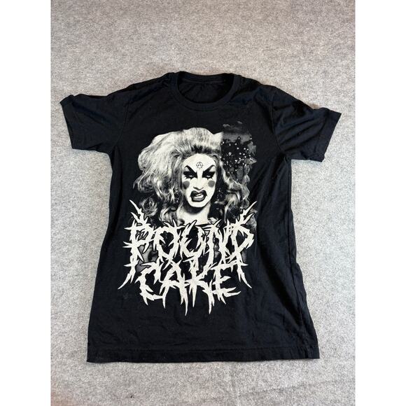 Poundcake Shirt Women Small Black Graphic Tee Drag Queen Metal Gothic Streetwear - Picture 1 of 4